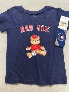 TT Gear by Tiny Tulup MLB Boston Red Sox Bear Baseball Kids Navy  T-Shirt 4T NWT